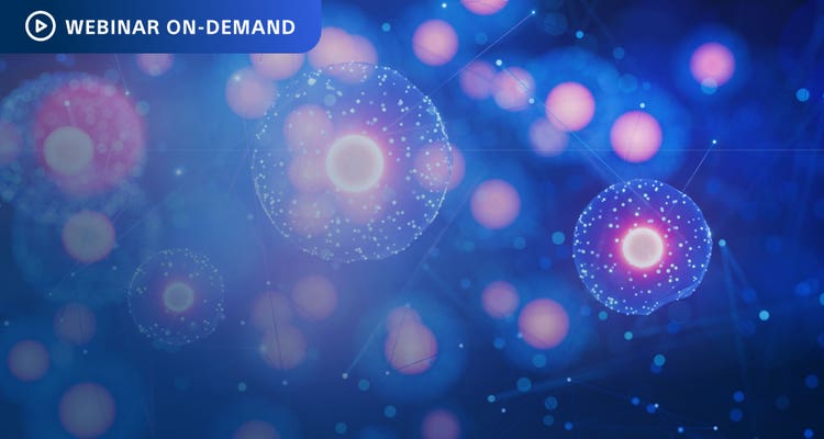Webinar On-Demand: Colorful image of molecular structures.