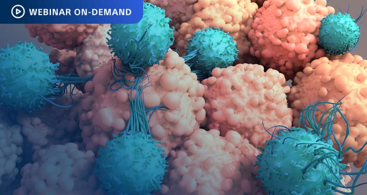 Webinar On-Demand Colorful photo-illustration of T-Cells working to fight cancer