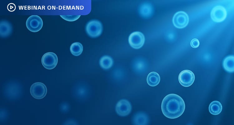 Webinar On-Demand. Blue cells illustration.