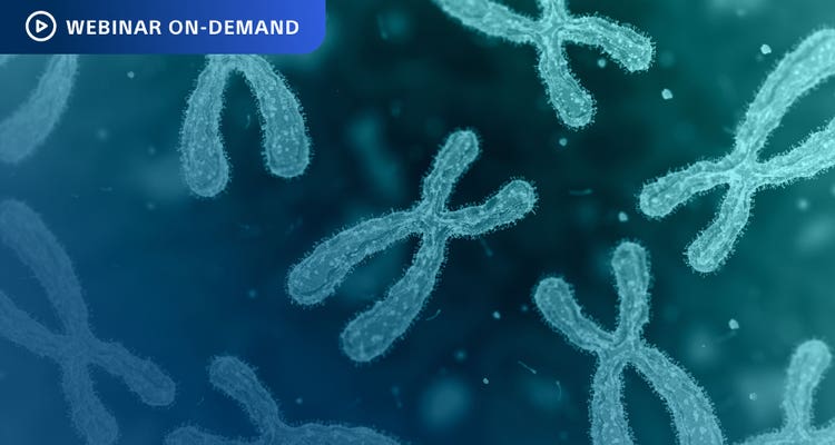 Webinar On-Demand: Colorful illustration of a chromosome.