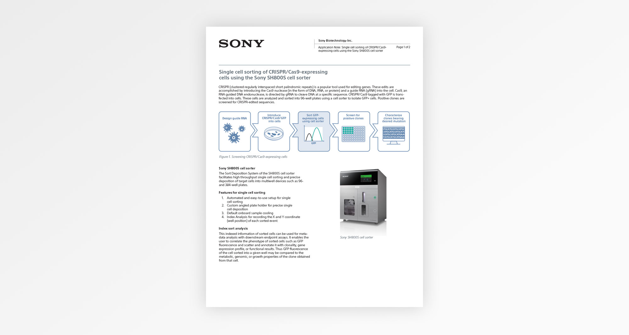 SH800S Cell Sorter - Sony Biotechnology