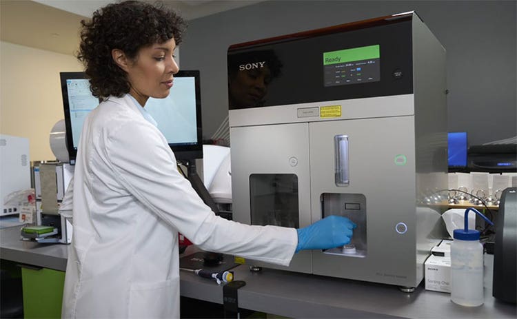 Photo of Sony SH800 in a lab setting with operator