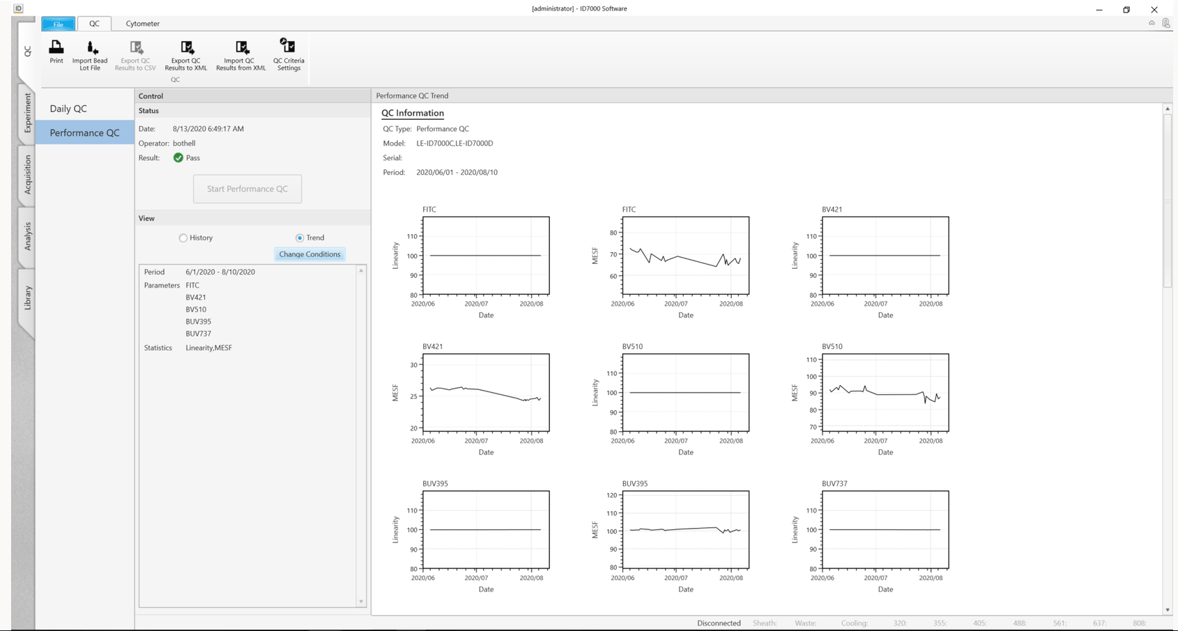 Screenshot of ID7000 QC window described below