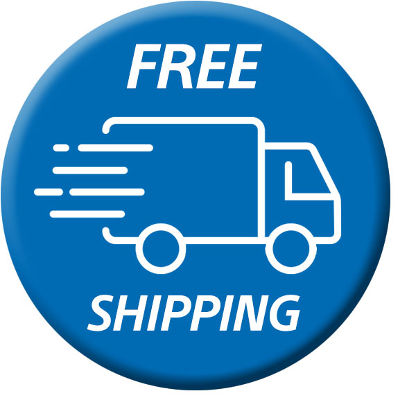 Stylized image of FREE SHIPPING text and truck icon